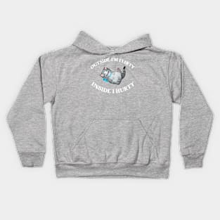 Outside I'm Flirty Inside I Hurty Cat Meow Kids Hoodie